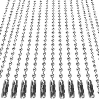 10 pcs Dog Tag Chain, Ball Chain Necklace, dog tag chains for men, Silver Nickel Plated Metal 27.6" Long 2.4mm Ball Bead Chain.