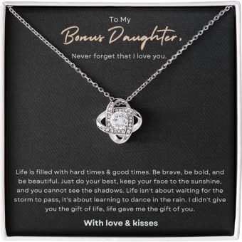 To My Bonus Daughter Necklace Gifts From Stepmom Or Stepdad Sterling Silver Pendant Best For Stepdaughter Christmas Birthday Mothers Graduation Valentines Day Anniversary Jewelry Present with Message Card and Gift Box