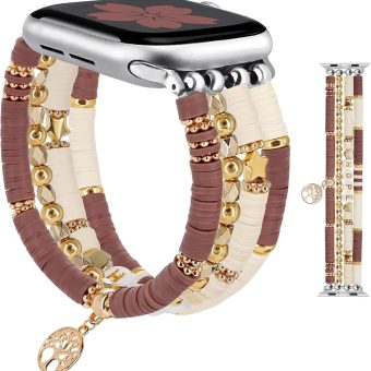 JR.DM Beaded Bracelet Compatible with Apple Watch 40mm 38mm 41mm 42mm for Women, Fashion Dressy Jewelry Watch Strap Stretchy Handmade Wristband Replacement for iWatch Series 10/9/8/7/SE/6/5/4/3/2/1(M)