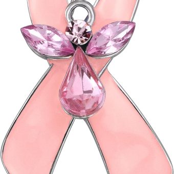 Bling Jewelry Guardian Angel Cancer Awareness Ribbon Brooch Pin -Yellow Purple Red White Pink Crystal Enamel -Symbol of Support and Survival for Women Silver Plated