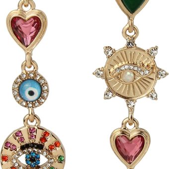 Betsey Johnson Womens Evil Eye Linear Earrings