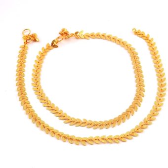 My Pet Elephant JewarHaat Indian Gold Plated Anklet Leaf Patti Design Fashionable Payal Fashion Jewelry for Women