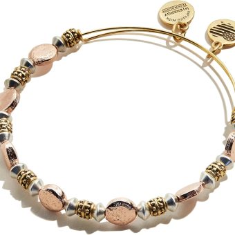 Alex and Ani Accents Splendor Beaded Expandable Bangle for Women, Mixed Metals, Multicolor Rafaelian Finish, 2 to 3.5 in