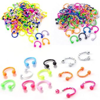 20 Pieces 16G Stainless Steel Horseshoe Septum Piercing Nose Rings Hoop Tragus Cartilage Retainer Body Piercing Jewelry