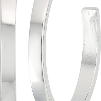 GUESS "Basic" Silver Logo Open Hoop Earrings