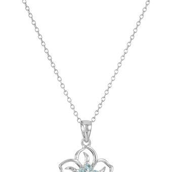 Amazon Essentials Genuine or Created Gemstone Birthstone Flower Pendant Necklace with Chain in Sterling Silver, 18" (previously Amazon Collection)