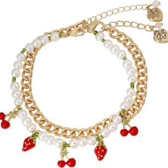 Betsey Johnson Fruit Charm Pearl Anklet Set