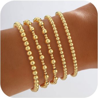 Howoo Bracelets for Women Stretch Beaded Bracelets Stackable Bead Ball Bracelet for Women Trendy Gift