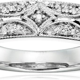 Amazon Essentials Sterling Silver Diamond Accent Band Ring (previously Amazon Collection)