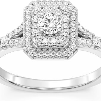 GILDED Women's Lab-Grown Diamond Engagement Ring - 1ct, 3/4ct, 1/2ct | 925 Sterling Silver or 14K Gold-Plated | Pear, Round, Square, Oval Cut | Size 7