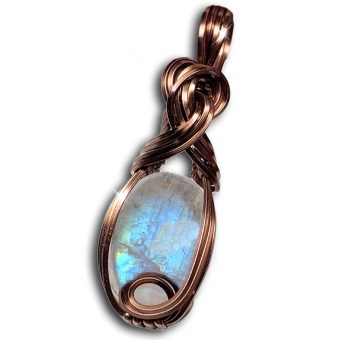 Handmade Moonstone Birthstone Necklace | Women’s Moonstone Pendant | Anniversary Jewelry for Wife | June Birthstone Gemini Cancer | Birthday Gifts for Her Mom (Copper Bronze, Moonstone