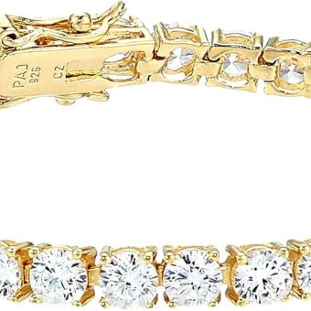 Amazon Essentials Plated Sterling Silver Round Cut Cubic Zirconia Tennis Bracelet (previously Amazon Collection)