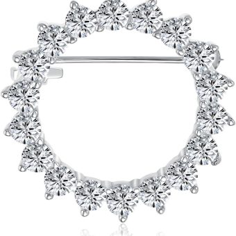 Bling Jewelry Bridal Eternity Marquise Cubic Zirconia AAA CZ Scarf Round Circle Brooch Pin for Women for Wedding Gold Silver Plated Brass