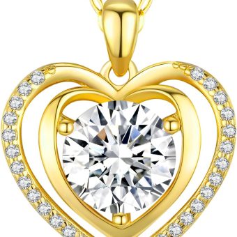 Moissanite 'I LOVE YOU' Heart Pendant Necklace for Wife 1-3Ct Anniversary Romantic Birthday Gift for Wife ,Jewelry for Wife Her Women Girlfriend Wedding Anniversary Christmas Valentine's Day Mother's Day Engagements Gifts