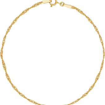 Ritastephens 14k Real Yellow Gold Singapore Sparkle Anklet Ankle Bracelet 10 Inches