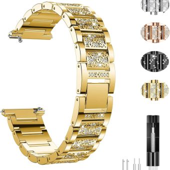 Jewelry Bling Bands Compatible with Fitbit Versa Band/Fitbit Versa 2 Band for Women, Diamond Rhinestone Bracelet Metal Strap Replacement for Versa/Versa 2/Versa Lite smartwatch (Gold)