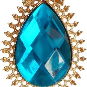 RareLove Vintage Blue Rhinestone Alloy Metal Teardrop Brooch For Women