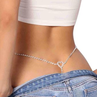 Rhinestone Heart Waist Body Chain Jewelry Heart Crystal Thong Panties G String Brief Rhinestone Thong Bikini Crystal Waist Belly Chain for Women