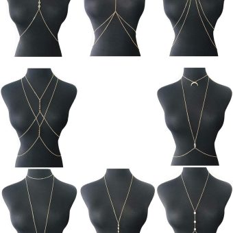 Tornito 4-8Pcs Sexy Body Chain Belly Waist Chain Necklace Summer Beach Bikini Bra Body Jewelry for Women Gold Tone