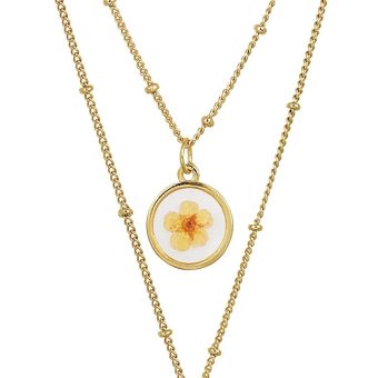 American Coin Treasures Double Chain Necklace Hummingbird Coin Pendant with Flower Charm | Saturn Style 18 and 16 Inch Goldtone Chain | Certificate of Authenticity