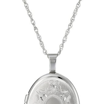 Amazon Essentials Oval Hand Engraved Locket Necklace, 18", (previously Amazon Collection)