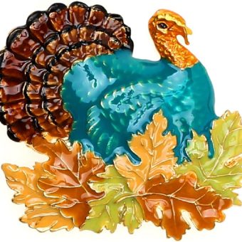 Retro Turkey Foliage Thanksgiving Halloween Fall Metal Brooch Pin