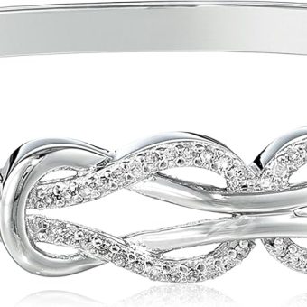 Amazon Essentials Sterling Silver Diamond Double Knot Bangle Bracelet (1/4 cttw, J Color, I3 Clarity) (previously Amazon Collection)