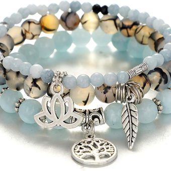 UEUC Tree of Life Yoga Healing Stone Bracelets,Multilayer Lotus Chakra Stone Reiki Bracelet Sets,Anxiety Crystal Natural Stone,for Women Stress Relief