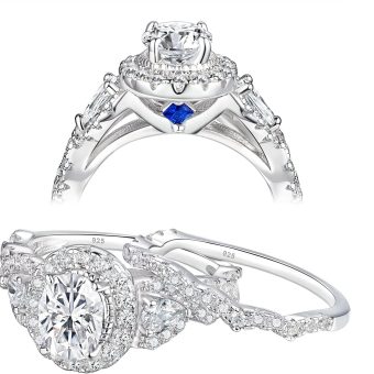 Newshe Jewellery Engagement Wedding Ring Set For Women AAAAA Cz 925 Sterling Silver 2.5ct Pear Shape White Size 4-13