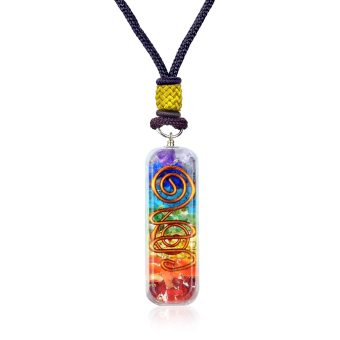 Handmade Orgonite Crystal Seven Chakra Pendant with Adjustable Cord