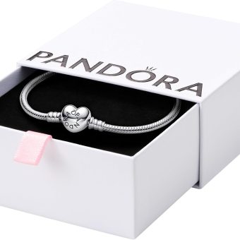 Pandora Moments Heart Clasp Snake Chain Bracelet - Charm Bracelet - Compatible Moments Charms - Comes with Gift Box