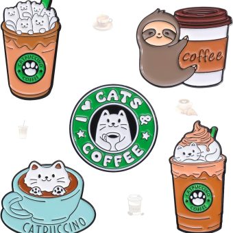 Cute Cat Coffee Brooch,Funny Coffee Cup Enamel Pin, Cartoon Brooch, Lapel Pin, Enamel Badge, Cool Pin, Backpack Pin, Suitable For Daily Clothes, Bags And Hats Decoration, Gift Party