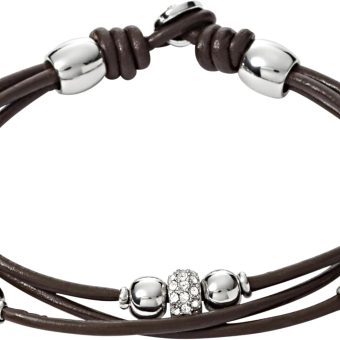 Fossil Women's Stainless Steel and Genuine Leather Bracelet for Women