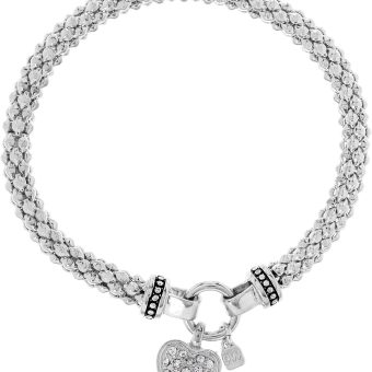 NINE WEST Women's Silvertone Crystal Pave Heart Stretch Bracelet