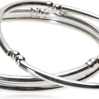 NINE WEST Women's Classics Silvertone Stretch Bangle Bracelet 3 Piece Set