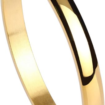 MILAKOO Womens Bangle 8MM Stainless Steel Bracelet Oval Polished Finish Cuff Bangle 6.7"