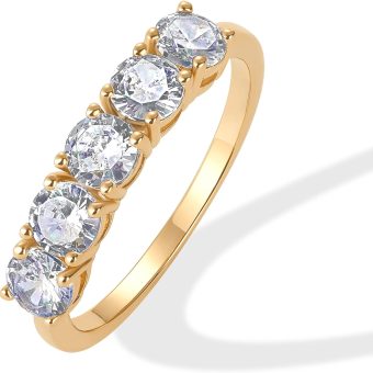 PAVOI 14K Gold Plated Premium Cubic Zirconia Engagement Ring for Women | Promise Eternity Ring Jewelry