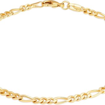 Barzel 18K Gold Plated Figaro Anklet For Women 4.5MM, 10 Inches - Made In Brazil