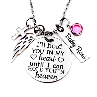 Memorial Jewelry, Stainless Steel Pendant, Necklace,I'll Hold You In My Heart Until I Hold You In Heaven, Child loss, Lose of Loved One