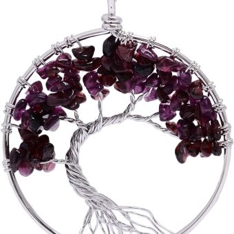 sedmart Tree of Life Pendant Amethyst Rose Crystal Necklace Gemstone Chakra Jewelry