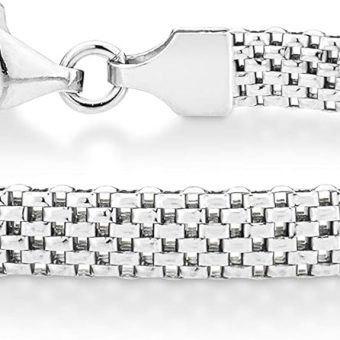 Miabella 925 Sterling Silver Italian 5mm Mesh Link Chain Bracelet for Women, Made in Italy