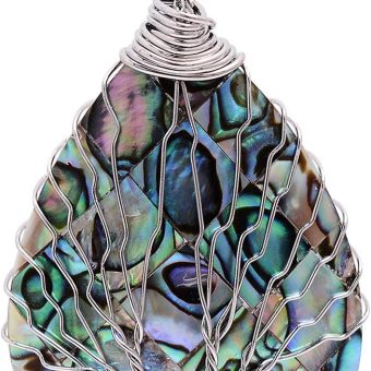 sedmart Tear Drop Abalone Shell Pendent Necklace Wire Wrap Abalone Shell Tree of Life Pendant Necklace Fashion Necklace Jewelry for Women handmade necklace mothers day necklace for mom jewelry