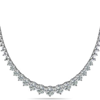 8.00 Ct Ladies Graduated Round Cut Diamond Necklace in 14 Kt White Gold