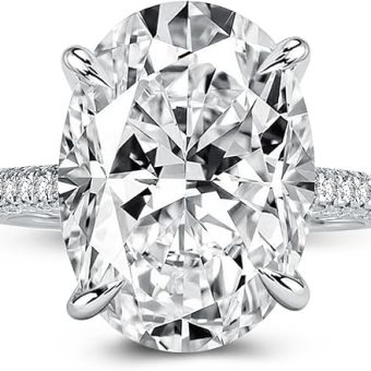 8.0CT Excellent Oval Cut Engagement Ring,D-Color VVS Big CZ Gemstone 925 Sterling Silver Promise Ring