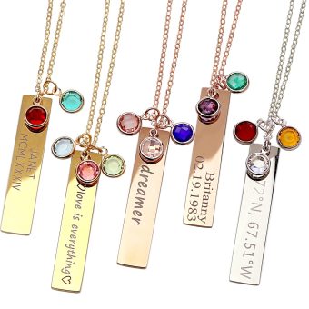 MignonandMignon Mothers Day Gifts Birthstone Gold Necklaces for Women Gemstone Jewelry Graduation Emerald Family Tree