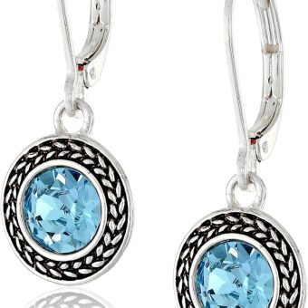 Napier Women's Color Declaration, Silver Tone Aqua Crystal Glass Leverback Drop Earrings