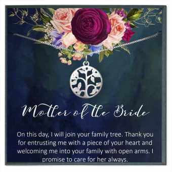 Mother of the Bride Gift from Groom, Mother in Law Wedding Gift from Groom, Sterling Silver 925 Life Tree Necklace Gift