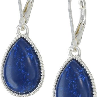 Nine West Silvertone and Denim Tear Drop Earrings