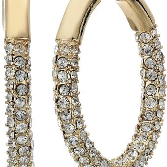 Anne Klein Women's Pierced Earrings Pave Tubular Hoop, Gold