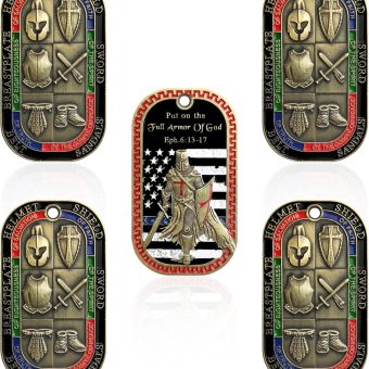 Put on the Whole Armor of God Dog Tag Pendant Necklace Pack of 5